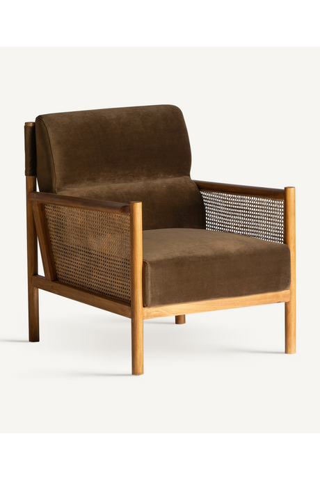 Brown Velvet Rattan Armchair | Vical Home Velburg | Oroa.com