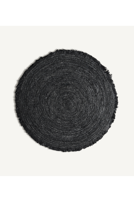 Black Jute Round Area Rug 5' x 5' | Vical Home Kisai | Oroa.com