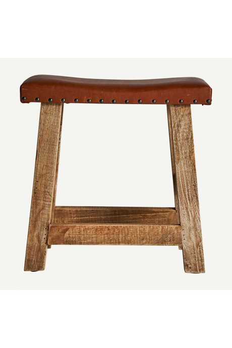 Brown Leather Seat Stool | Vical Home Vayor | Oroa.com