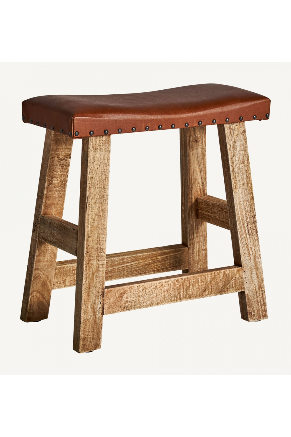 Brown Leather Seat Stool | Vical Home Vayor | Oroa.com