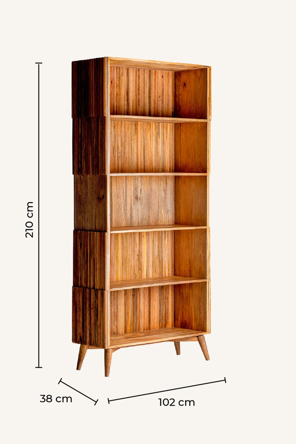 Mango Wood Slatted Bookcase | Vical Home Plisse | Oroa.com