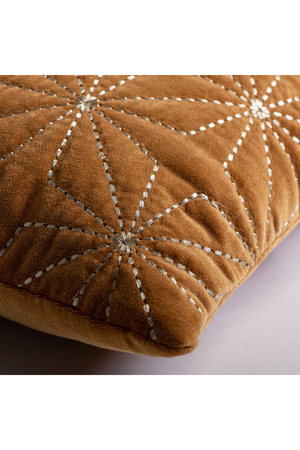 Embroidered Ocher Velvet Cushion | Vical Home Vilma | Oroa.com