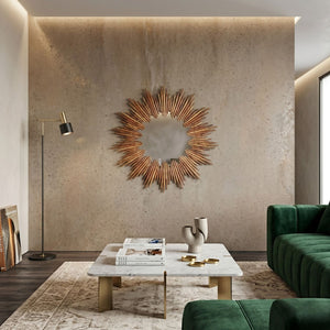   Wooden Sunburst Round Mirror | Oroa.com