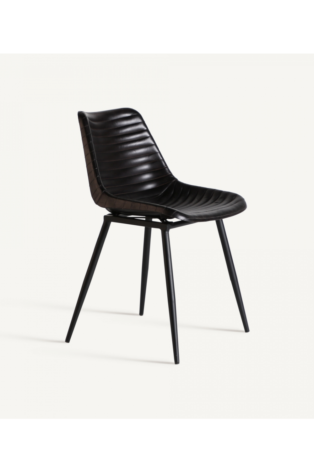 Black Leather Chanelled Dining Chair (2) | Vical Home Niehl | Oroa.com