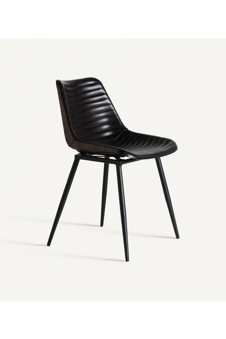 Black Leather Chanelled Dining Chair (2) | Vical Home Niehl | Oroa.com