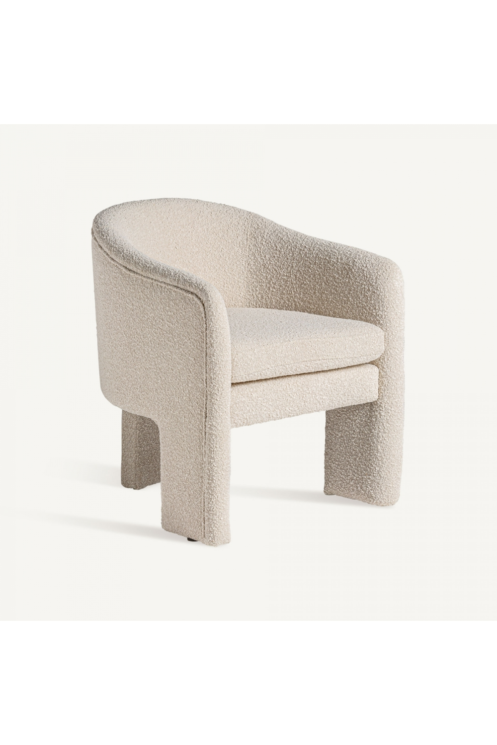 White Bouclé 3-Legged Armchair | Vical Home Prati | Oroa.com