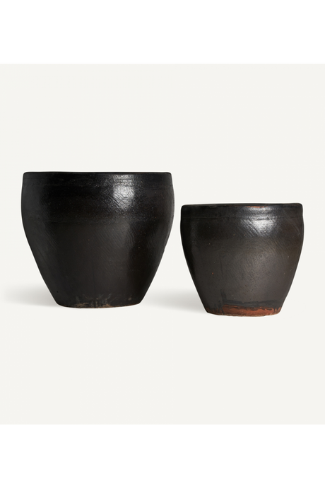   Black Ceramics Plant Pots (2) | Oroa.com