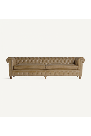 Brown Leather 4-Seater Chesterfield Sofa | Vical Home Elkins | Oroa.com