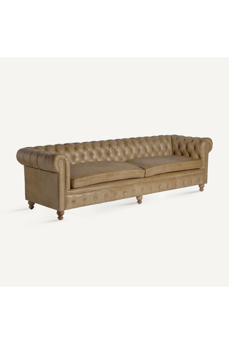Brown Leather 4-Seater Chesterfield Sofa | Vical Home Elkins | Oroa.com