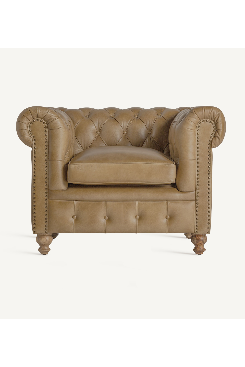 Brown Leather Tufted Armchair | Vical Home Elkins  | Oroa.com