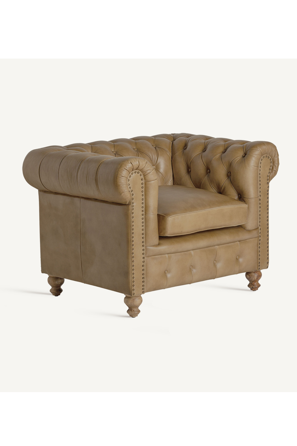 Brown Leather Tufted Armchair | Vical Home Elkins  | Oroa.com