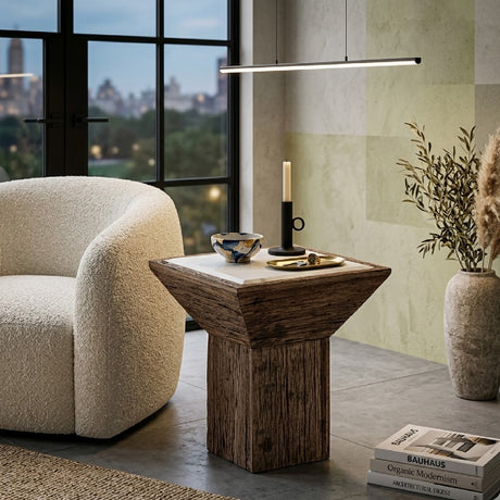   Modern European furniture - Rustic Pine Marble Side Table - www.oroa.com | Oroa.com