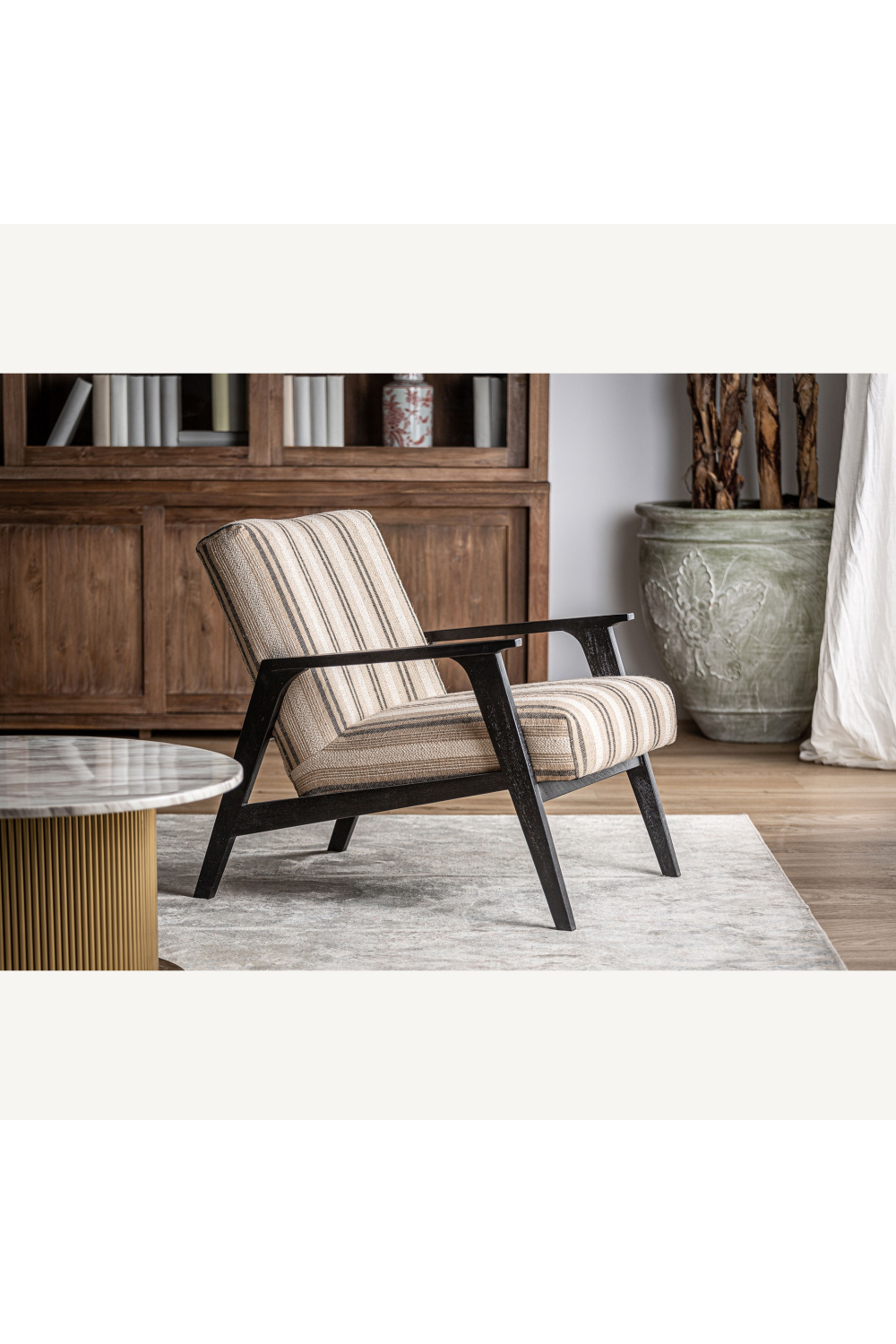 Beige Striped Lounge Armchair | Vical Home Nuk | Oroa.com