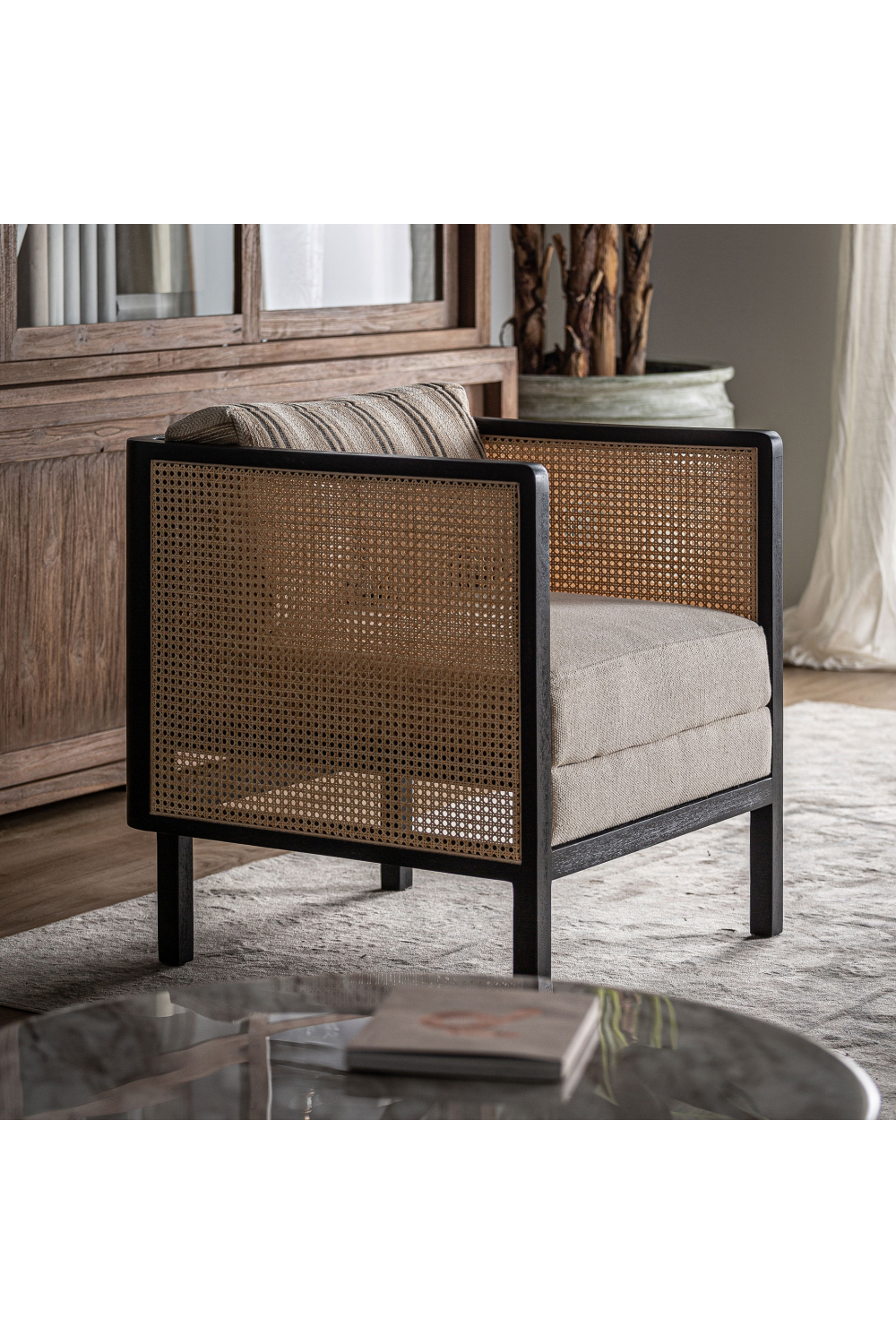 Beige Striped Rattan Accent Chair | Vical Home Nuk | Oroa.com