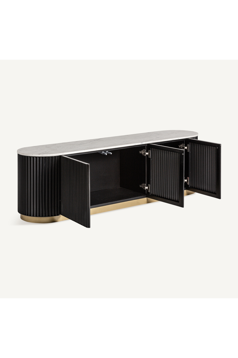 Black Fluted 4-Door Media Unit | Vical Home Bettingen | Oroa.com