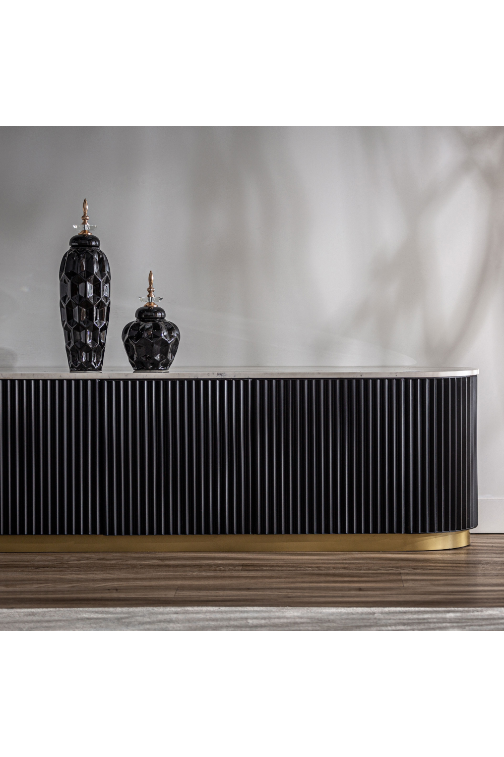 Black Fluted 4-Door Media Unit | Vical Home Bettingen | Oroa.com