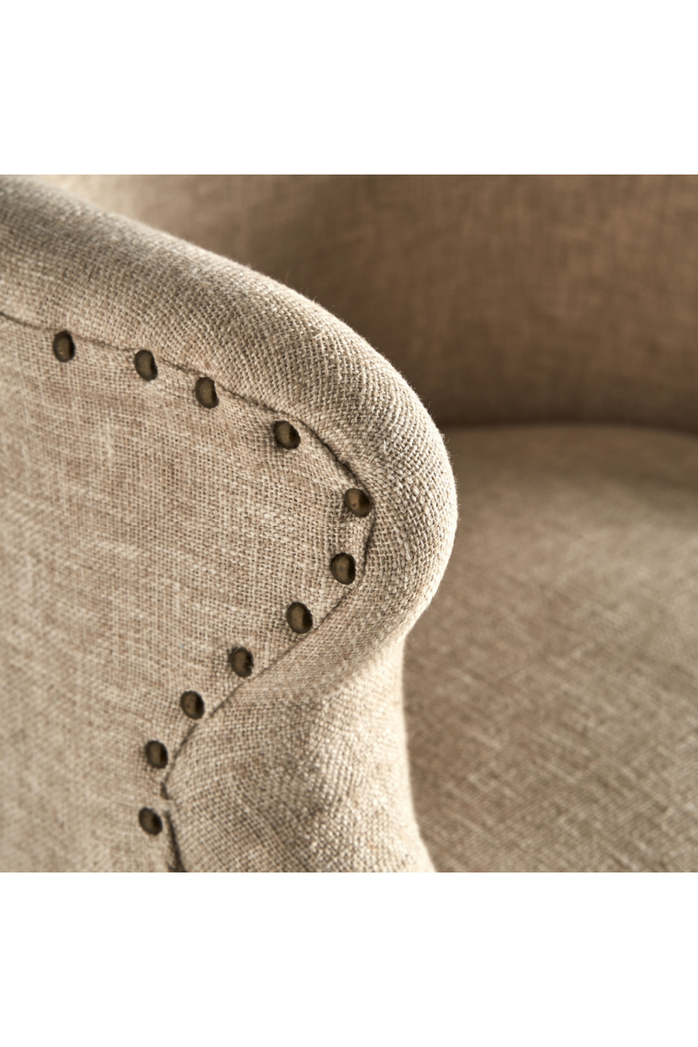   Studded Jute Beige Armchair | Oroa.com