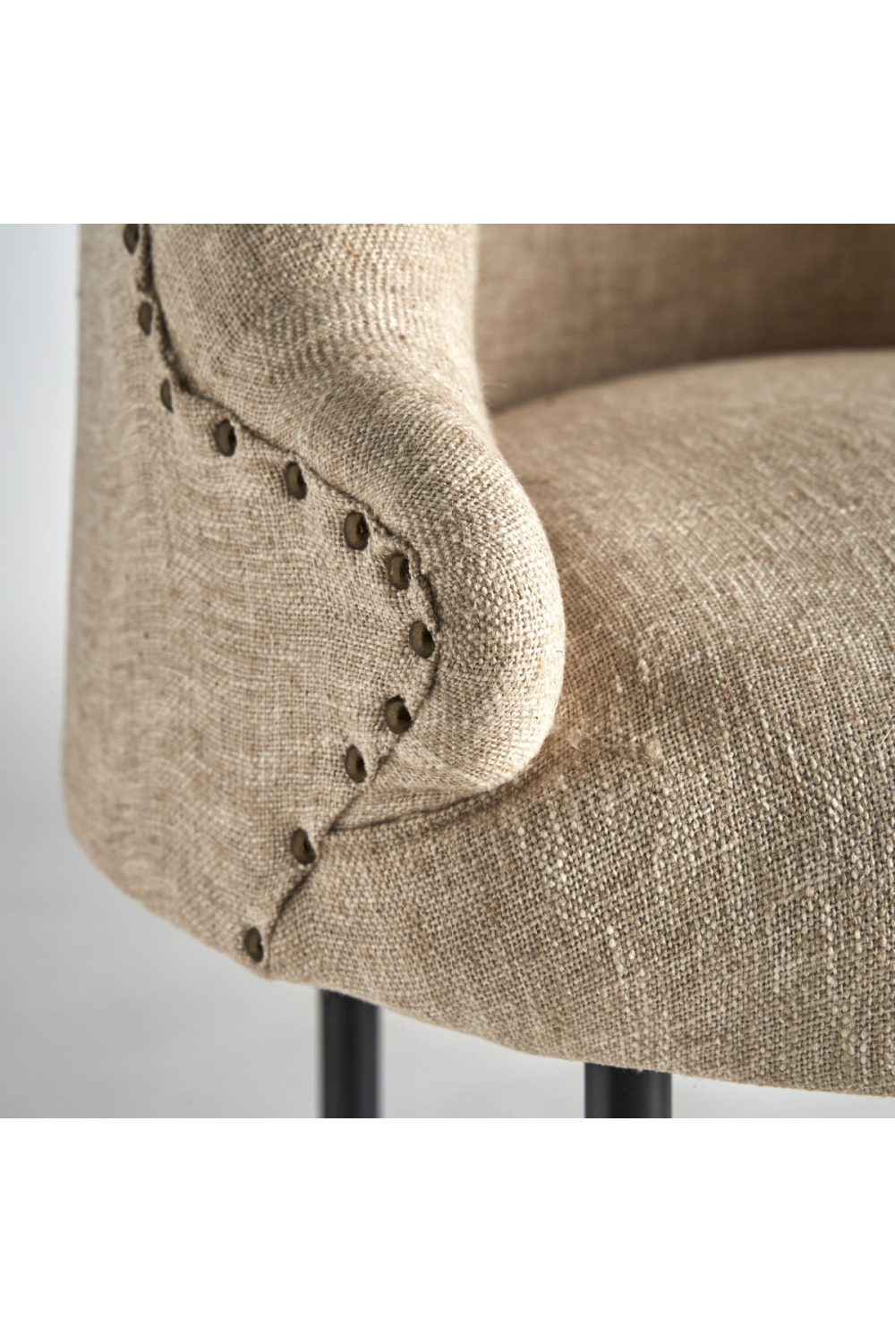   Studded Jute Beige Armchair | Oroa.com