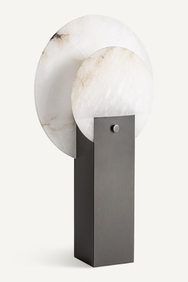 Round White Stone Table Lamp | Vical Home | Oroa.com