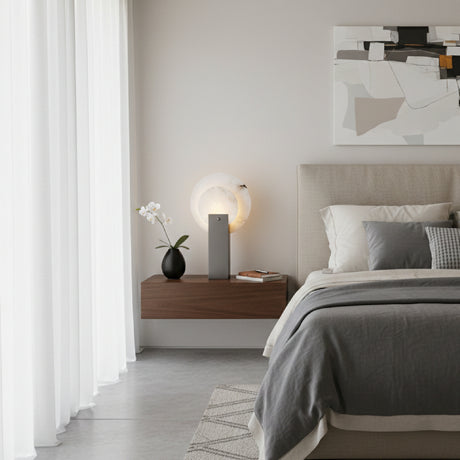 Round White Stone Table Lamp | Vical Home | Oroa.com