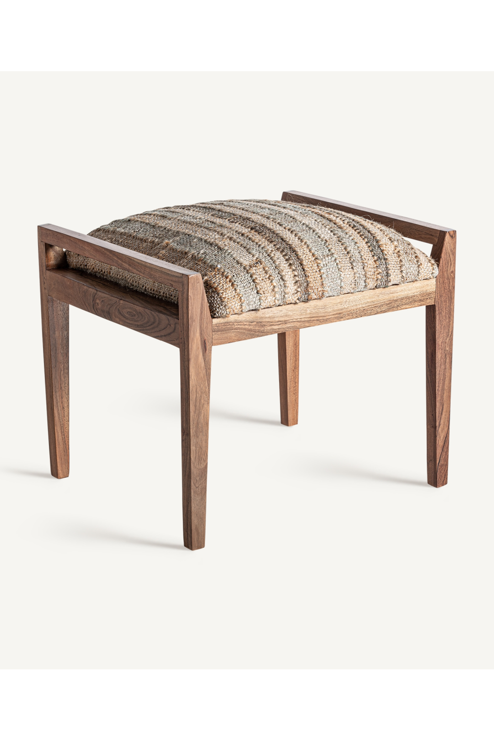 Mango Wood Padded Ottoman | Vical Home Clarke | Oroa.com