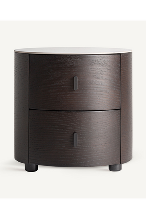 Brown Cylindrical 2-Drawer Nightstand | Vical Home Renchen | Oroa.com