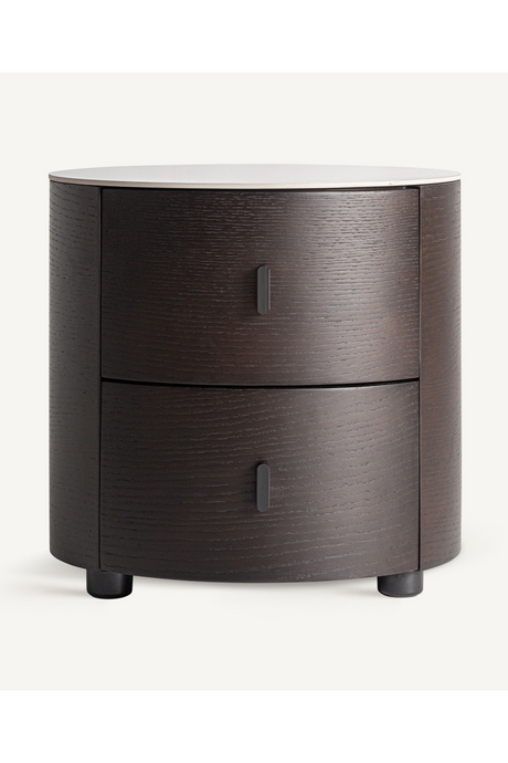 Brown Cylindrical 2-Drawer Nightstand | Vical Home Renchen | Oroa.com