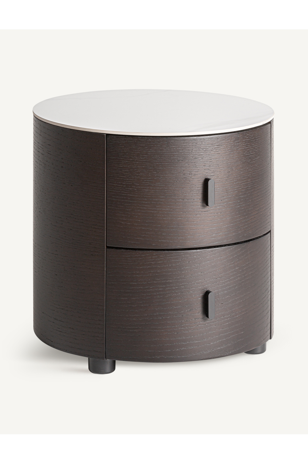 Brown Cylindrical 2-Drawer Nightstand | Vical Home Renchen | Oroa.com