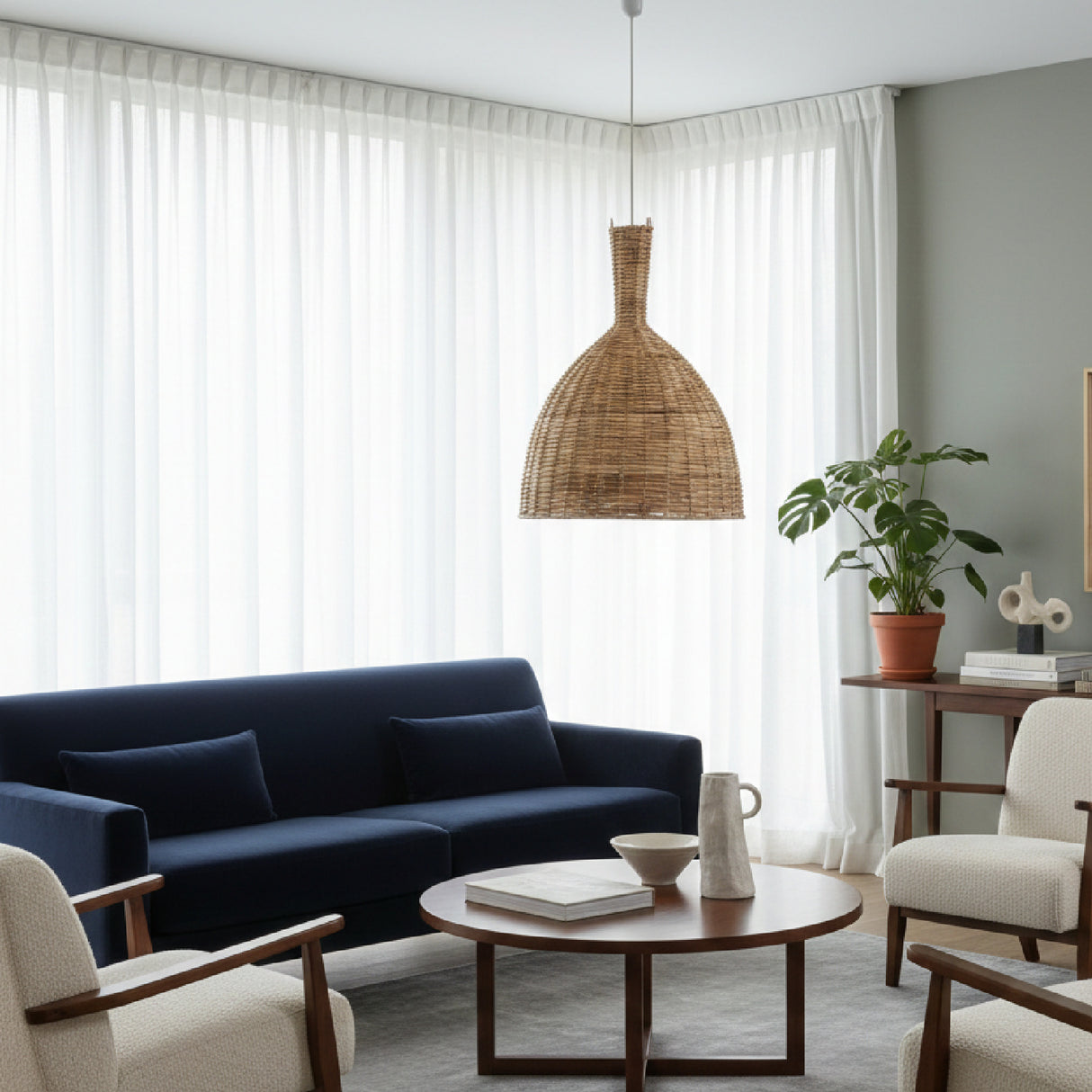 Woven Rattan Pendant Light | Vical Home Bell