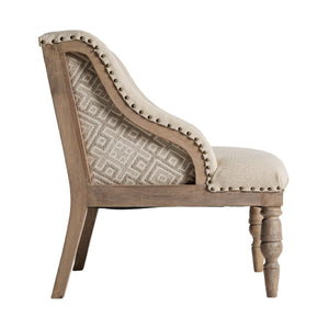 Beige Studded Lounge Chair | Vical Home Objat