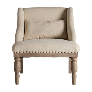 Beige Studded Lounge Chair | Vical Home Objat