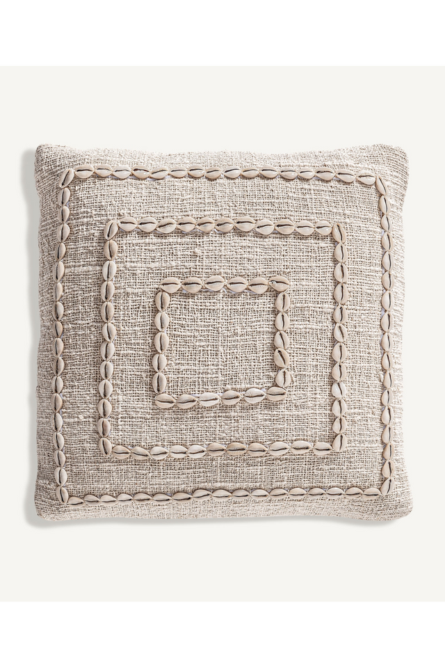 Seashell Studded Cotton Cushion | Vical Home Clancy | Oroa.com