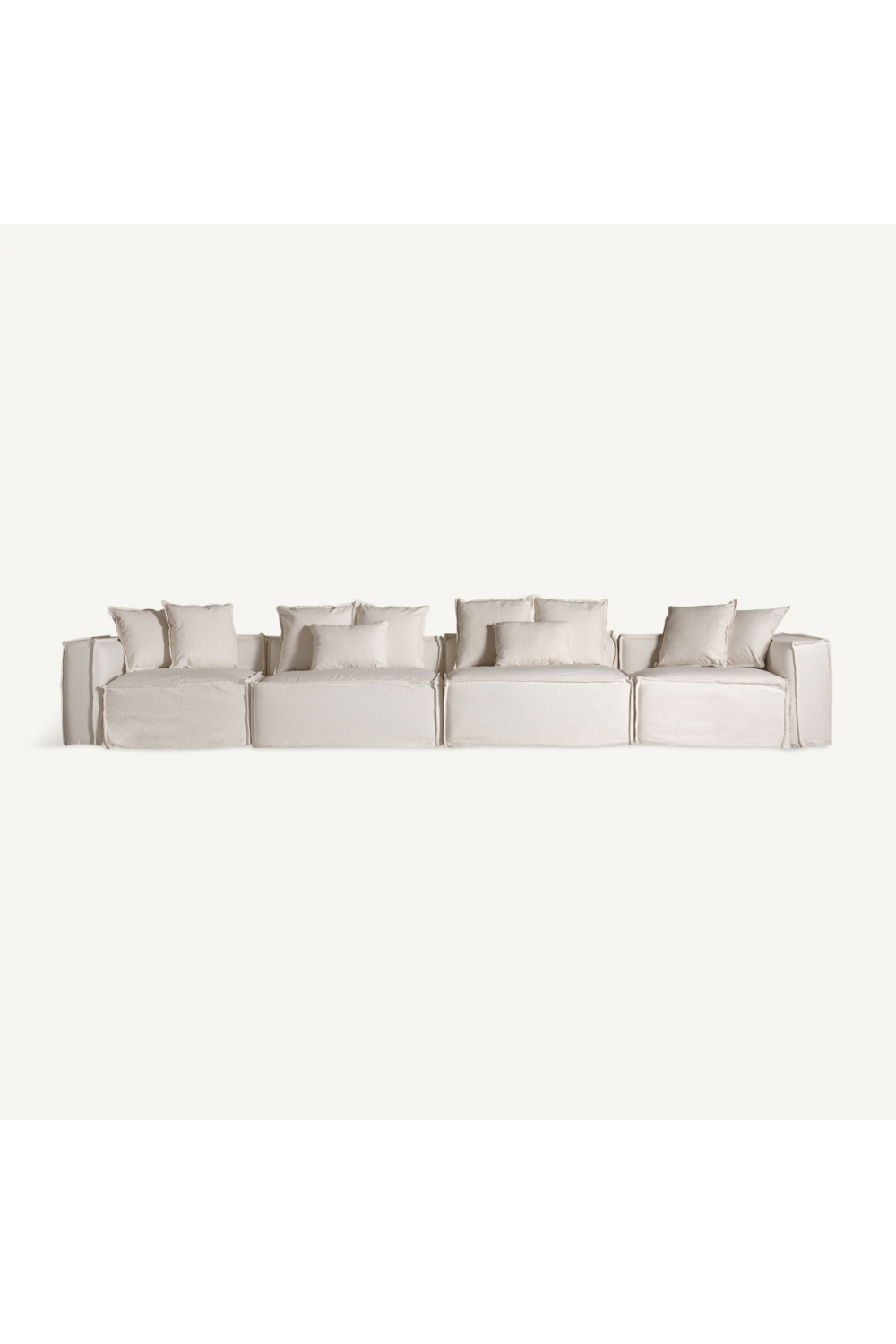 White Cotton Flanged Central Sofa | Vical Home Virolle | Oroa.com