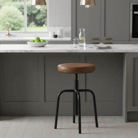 Brown Leather Seat Counter Stool | Vical Home Snait