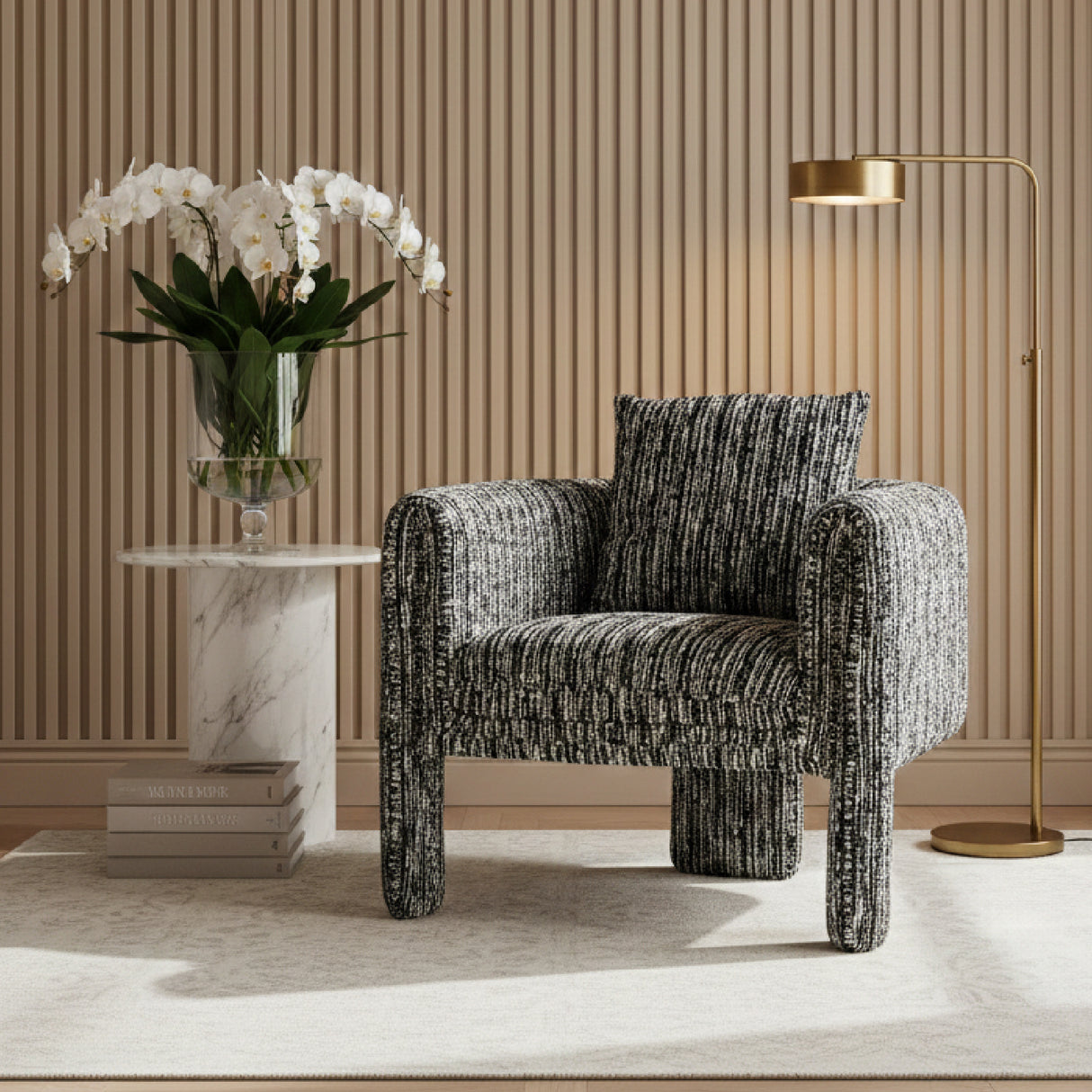 Marbled Black Accent Armchair | Vical Home Kostov | Oroa.com