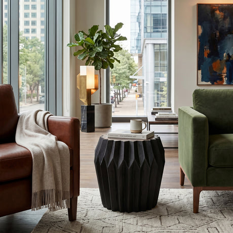   Black Wooden Faceted Side Table | Oroa.com