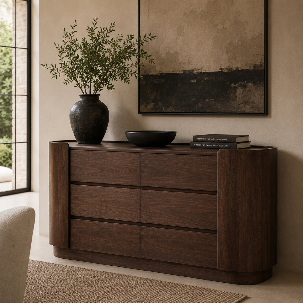   Modern European furniture - Brown Oak Veneer 6-Drawer Chest - www.oroa.com | Oroa.com