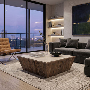   Aged Wood Travertine Coffee Table | Oroa.com