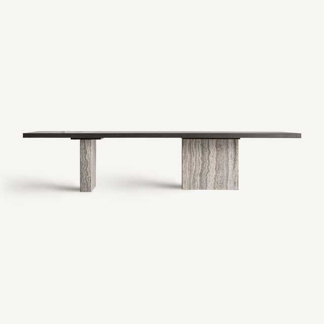 Modern European furniture - Gray Travertine Dining Table - www.oroa.com