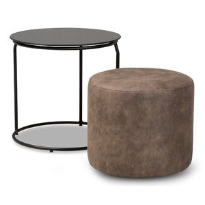 Black End Table Ottoman Set | Bali Loom Kira | Oroa.com