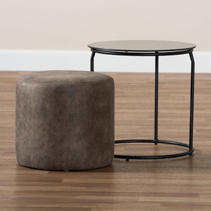 Black End Table Ottoman Set | Bali Loom Kira | Oroa.com