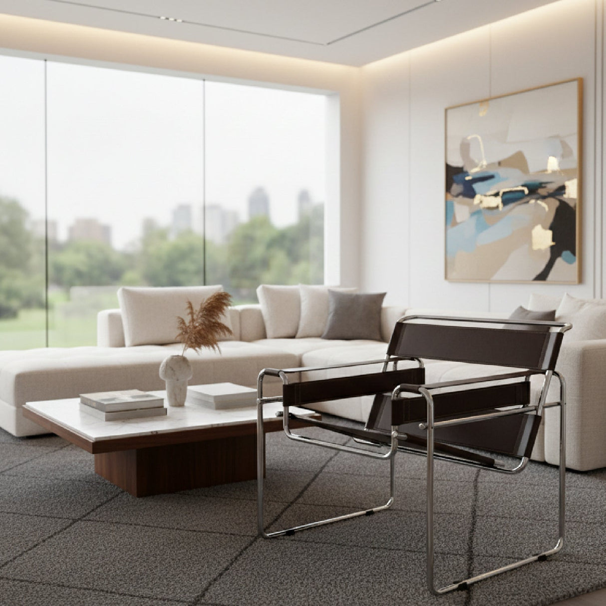 Chrome Framed Leather Inspired Accent Chair | Bali Loom Jericho | Oroa.com