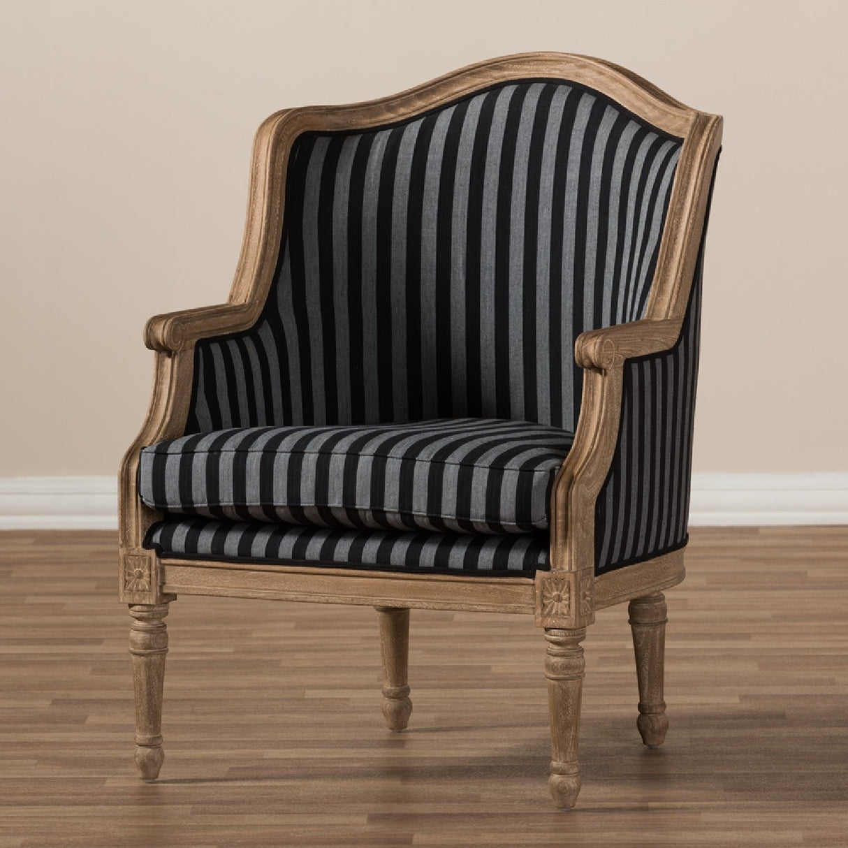 Striped Traditional French Accent Chair | Bali Loom Charlemagne | Oroa.com