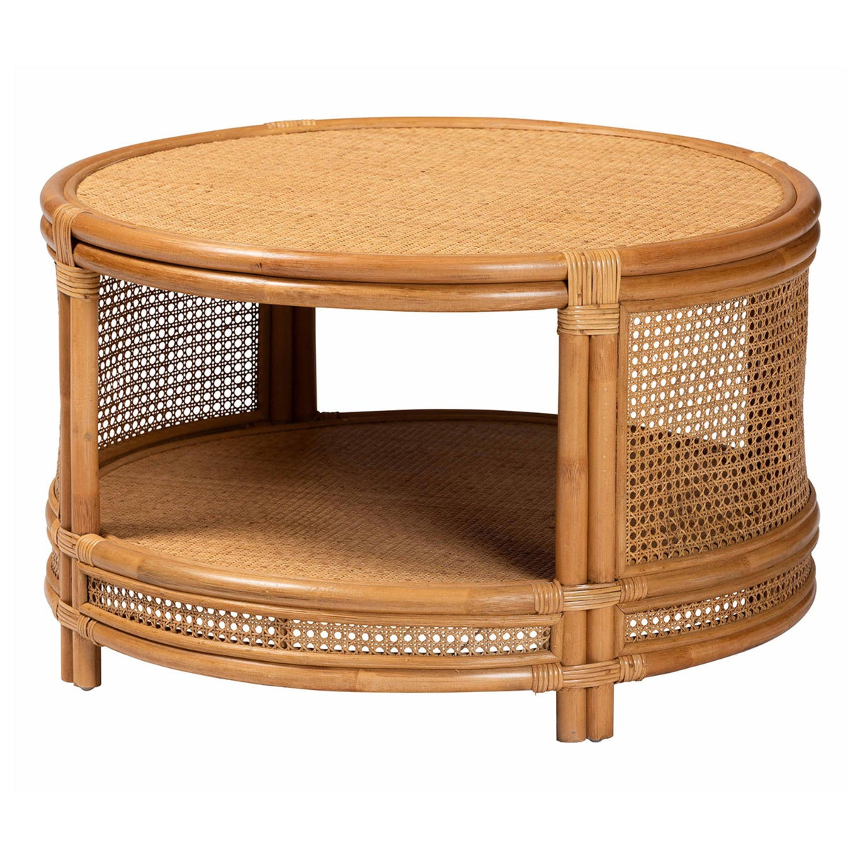 Round 2 Tier Rattan Coffee Table | Bali Loom Louis | Oroa.com