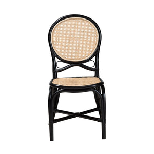 Modern European furniture - Black Framed Rattan Dining Chair - www.oroa.com