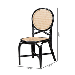 Modern European furniture - Black Framed Rattan Dining Chair - www.oroa.com