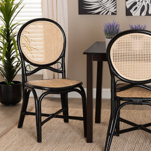 Modern European furniture - Black Framed Rattan Dining Chair - www.oroa.com