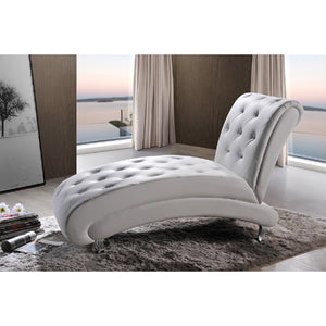 Modern European furniture - White Leather Inspired Chaise Lounge - www.oroa.com
