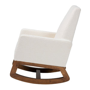 White Boucle Rocking Chair | Bali Loom Yashiya | Oroa.com