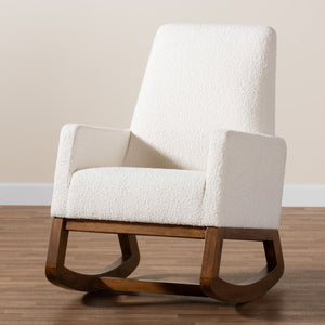 White Boucle Rocking Chair | Bali Loom Yashiya | Oroa.com